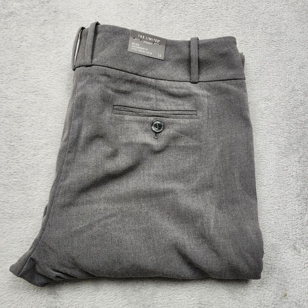 The Limited New Drew Womens 14 NWT Charcoal Gray Straight Mid Rise Slacks Pants